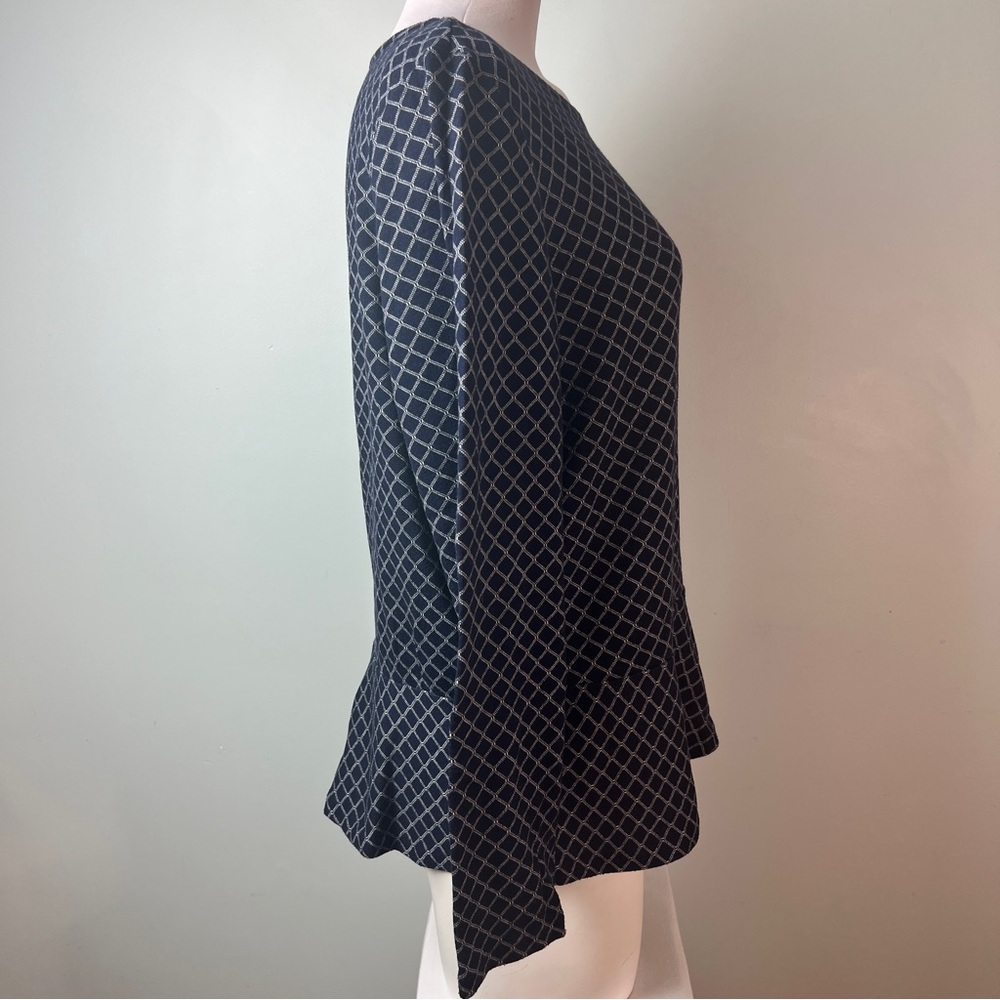 Talbots Navy and White Geometric Peplum Tunic - Picture 2 of 11